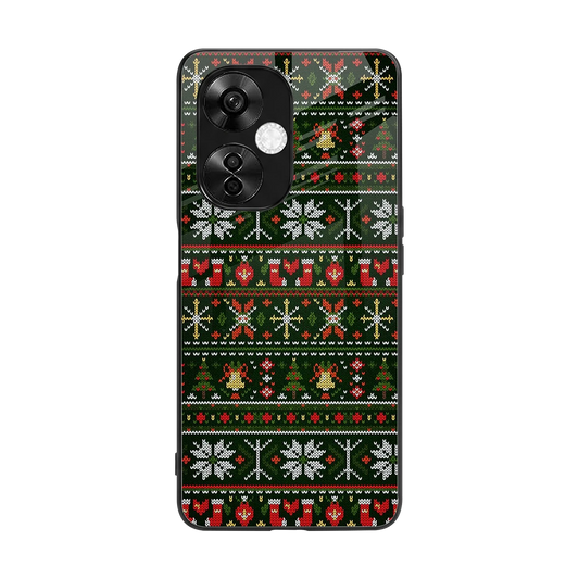 Festive Knit back phone cover | glass case for oneplus nord ce 3 lite