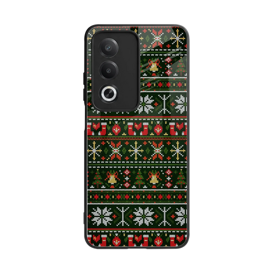 Festive Knit back phone cover | glass case for oppo a3 pro