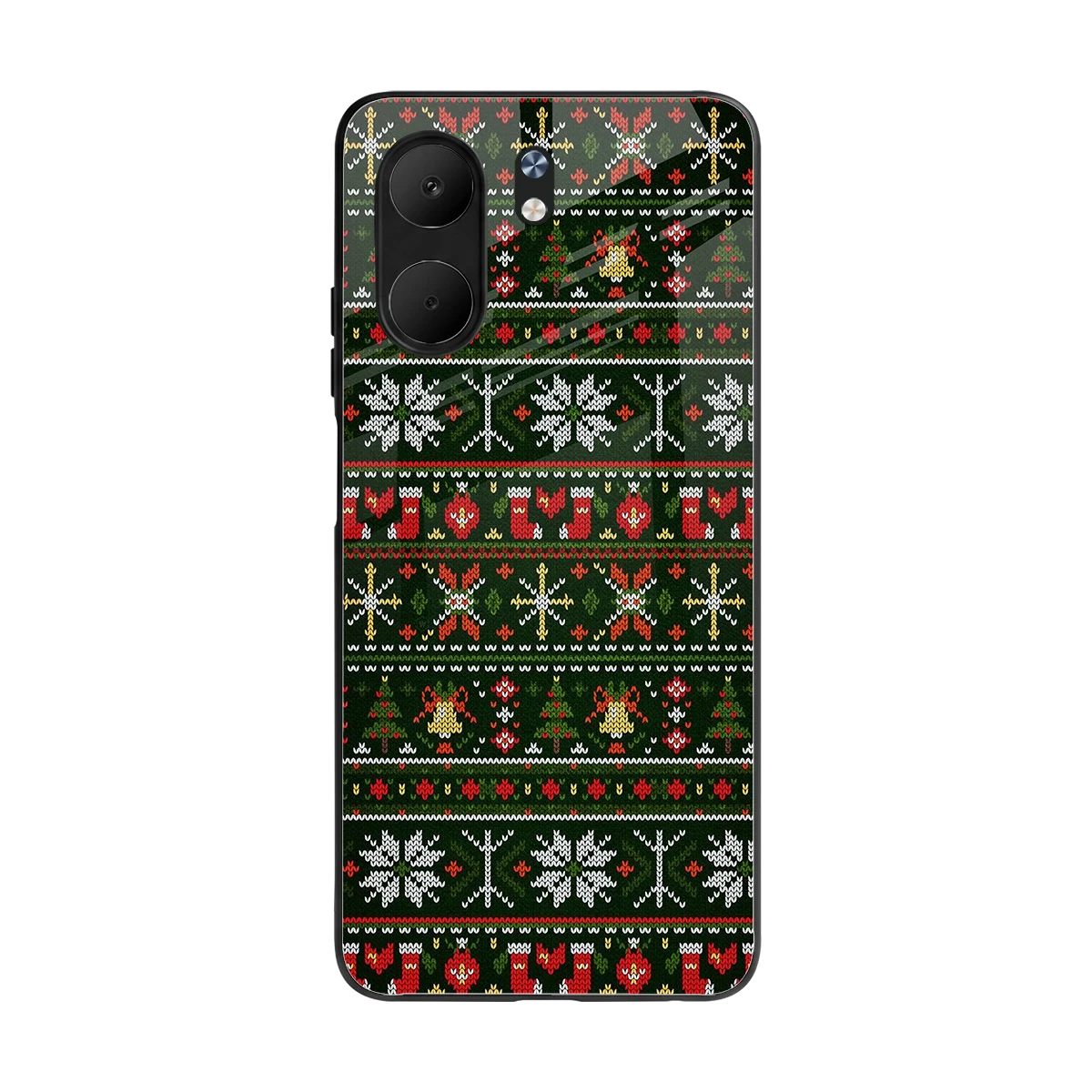 Festive Knit back phone cover | glass case for oppo a5x 5g