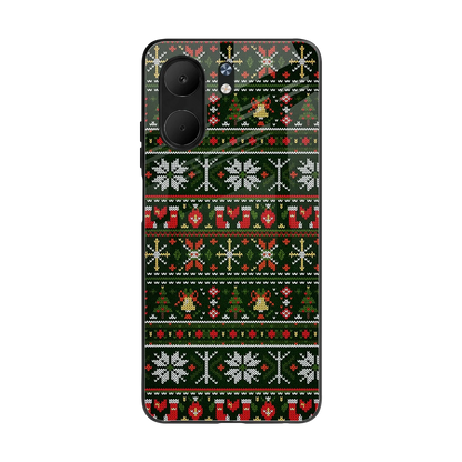 Festive Knit back phone cover | glass case for oppo a5x 5g