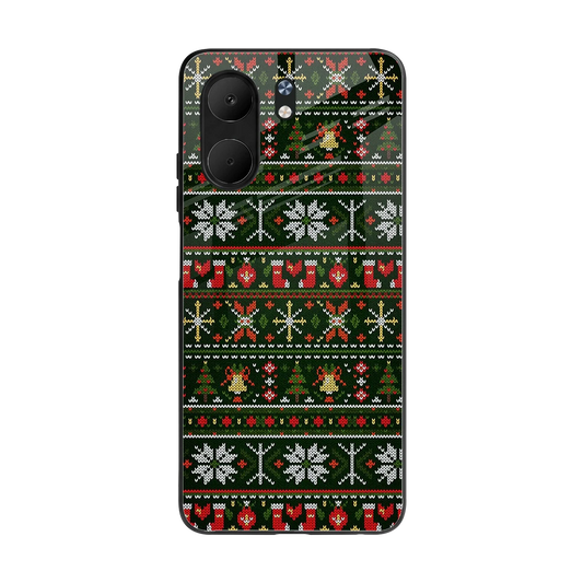 Festive Knit back phone cover | glass case for oppo a5x 5g
