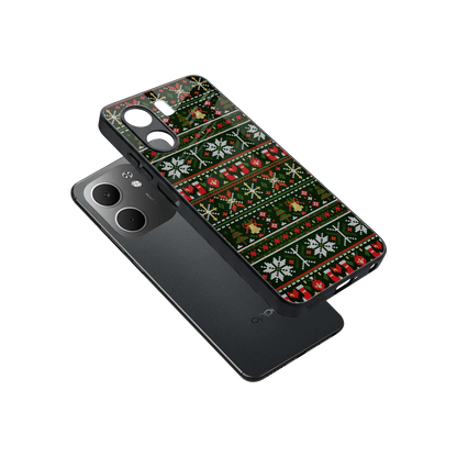 Festive Knit sleek oppo a5x 5g cover with tempered glass back and TPU edges