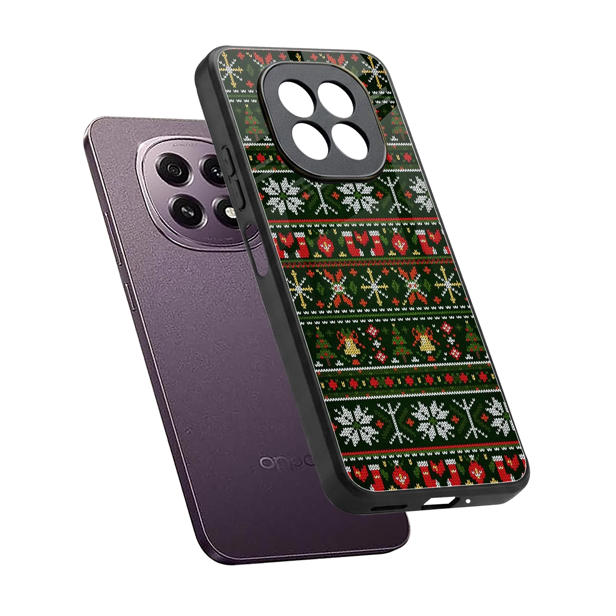 Festive Knit sleek oppo f29 5g cover with tempered glass back and TPU edges