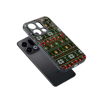 Festive Knit sleek oppo find x9 cover with tempered glass back and TPU edges