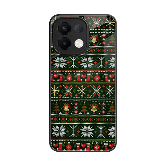 Festive Knit back phone cover | glass case for oppo k13 5g