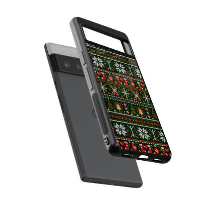 Festive Knit sleek google pixel 6 pro cover with tempered glass back and TPU edges