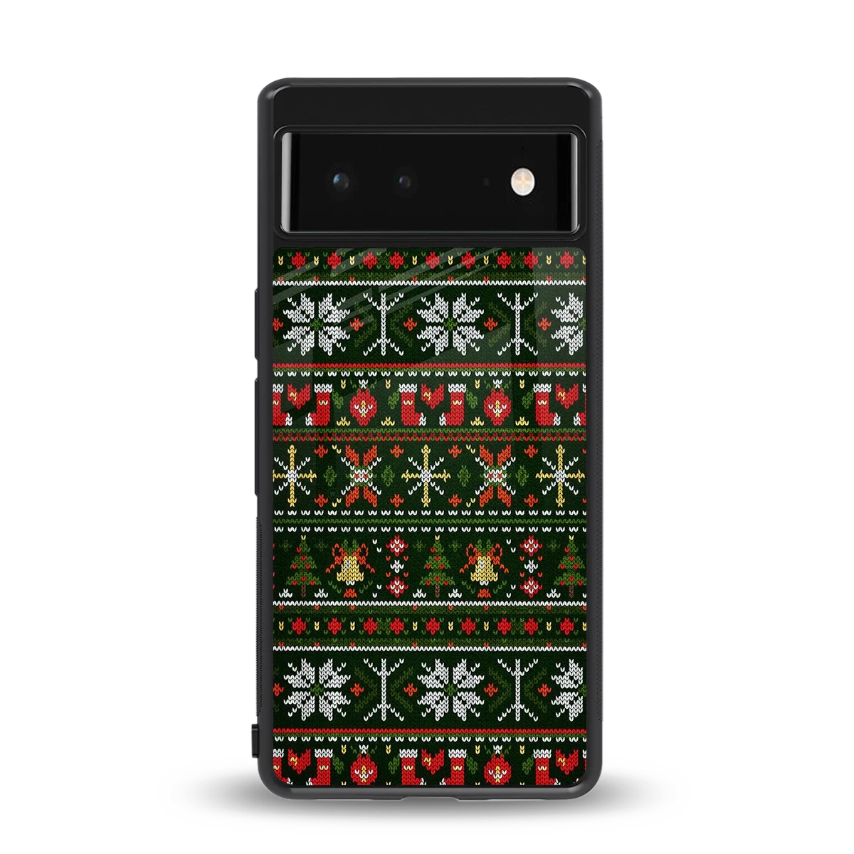 Festive Knit back phone cover | glass case for google pixel 6a