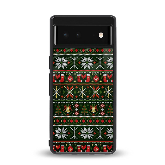 Festive Knit back phone cover | glass case for google pixel 6a