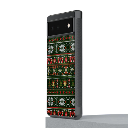 Festive Knit stylish phone case for google pixel 6a | glossy glass and slim fit
