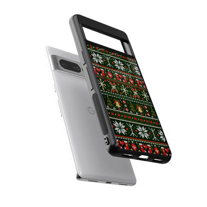 Festive Knit sleek google pixel 7 pro cover with tempered glass back and TPU edges