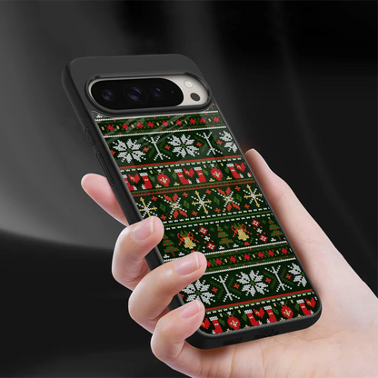 Festive Knit sleek google pixel 9 pro xl cover with tempered glass back and TPU edges