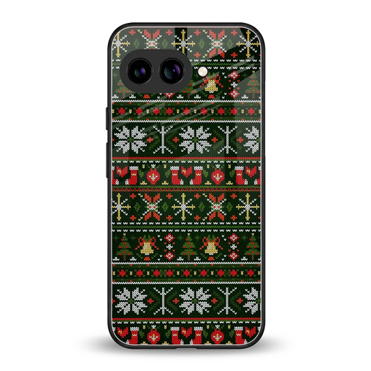 Festive Knit back phone cover | glass case for google pixel 9a