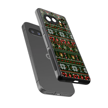Festive Knit sleek google pixel 9a cover with tempered glass back and TPU edges