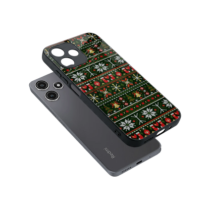 Festive Knit sleek redmi 12 5g cover with tempered glass back and TPU edges