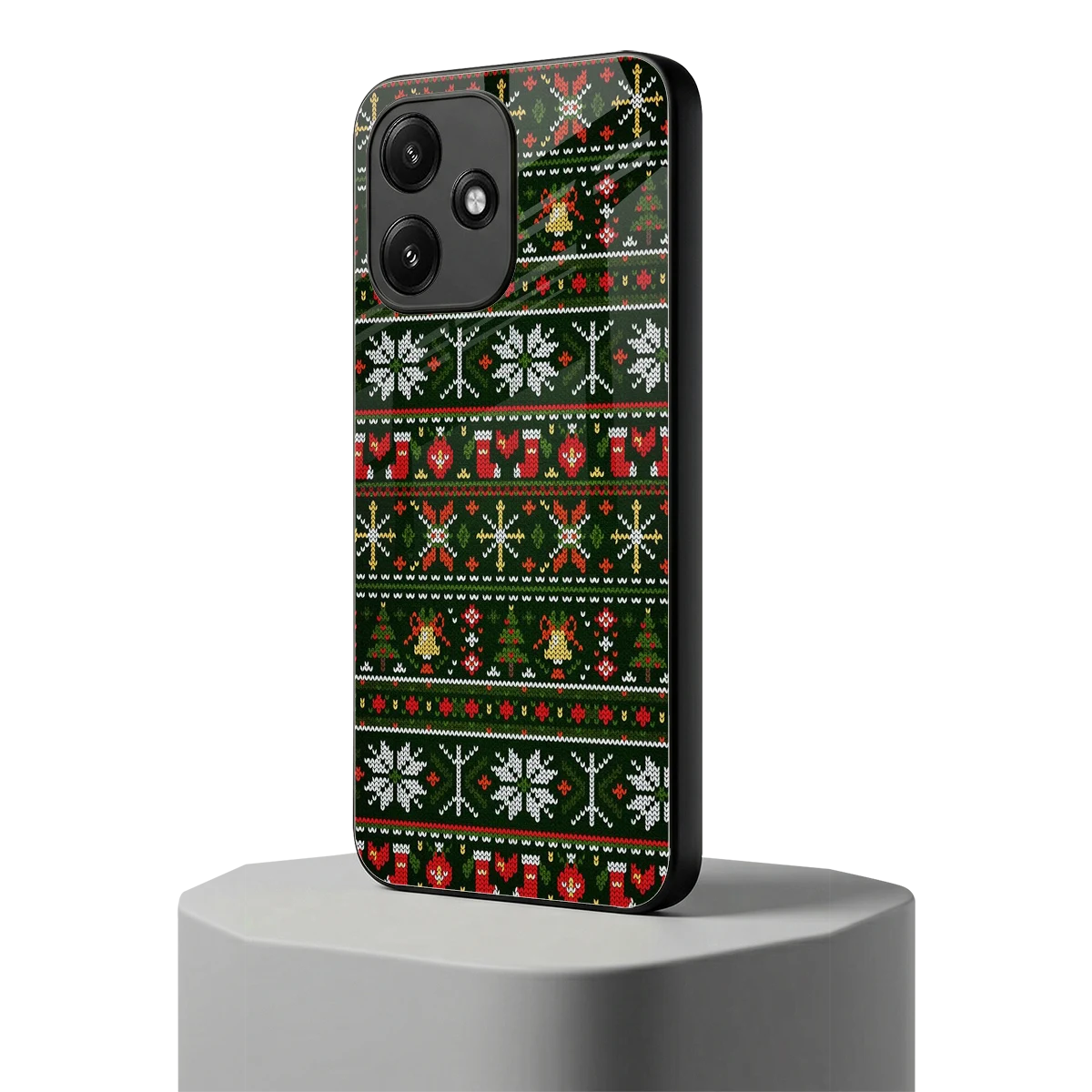 Festive Knit redmi 12 5g mobile cover | shockproof glass phone case