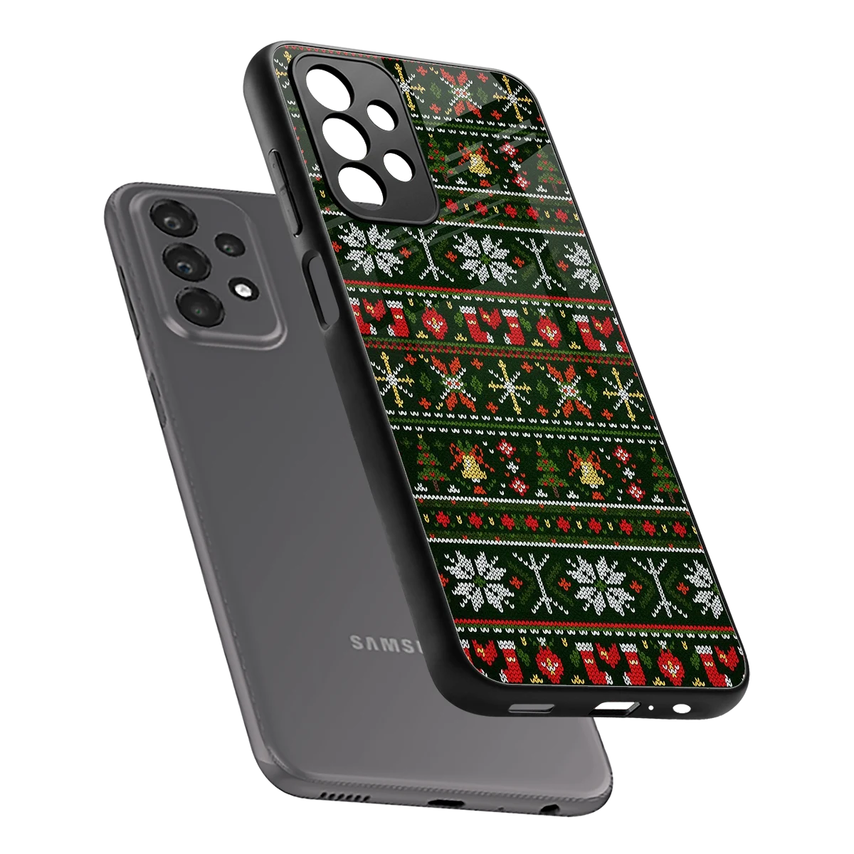 Festive Knit sleek samsung galaxy a23 cover with tempered glass back and TPU edges