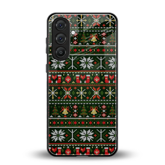 Festive Knit back phone cover | glass case for samsung galaxy m36 5g