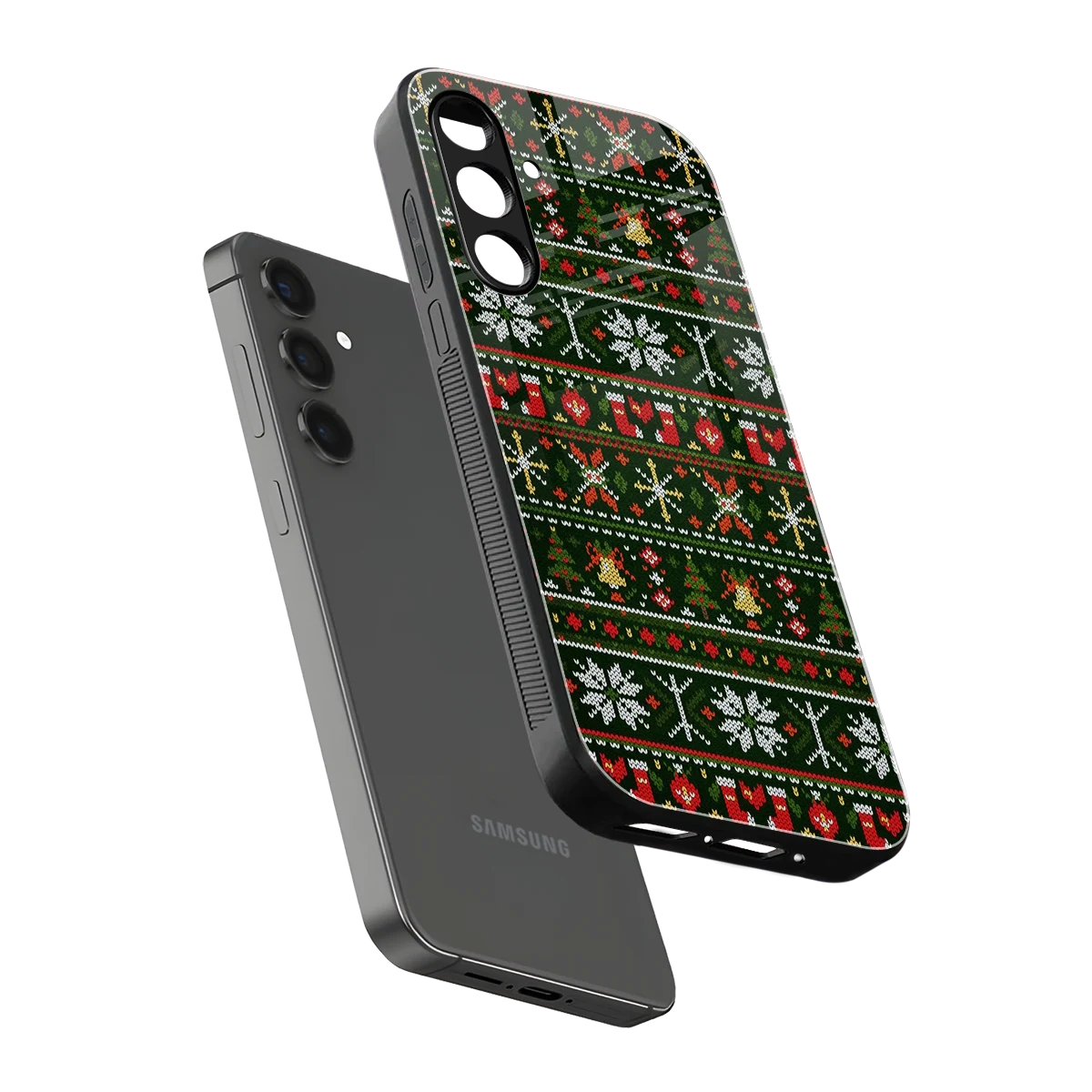Festive Knit sleek samsung galaxy a16 5g cover with tempered glass back and TPU edges