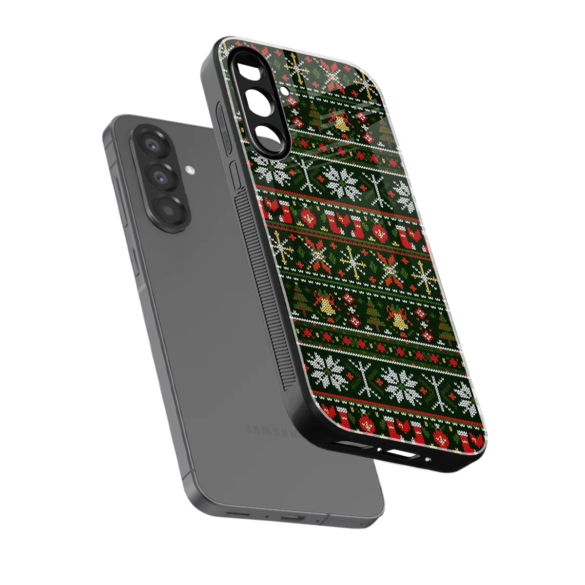 Festive Knit sleek samsung galaxy a37 5g cover with tempered glass back and TPU edges
