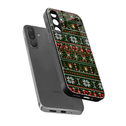 Festive Knit sleek samsung galaxy m56 5g cover with tempered glass back and TPU edges