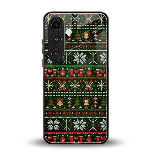 Festive Knit back phone cover | glass case for samsung galaxy s24 plus