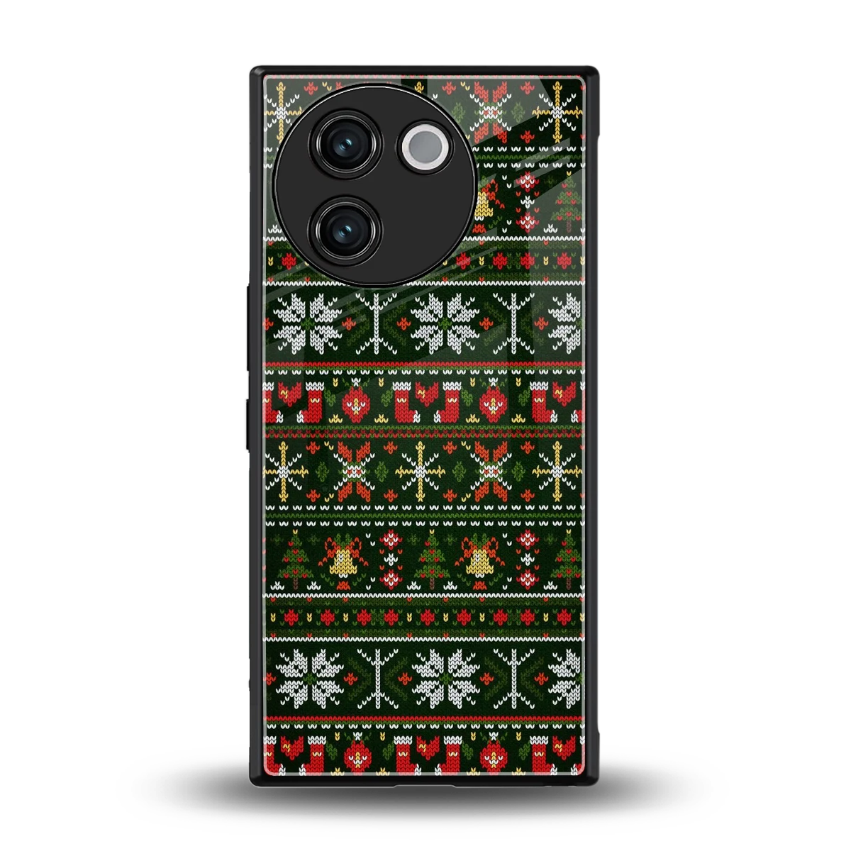 Festive Knit back phone cover | glass case for vivo v30e