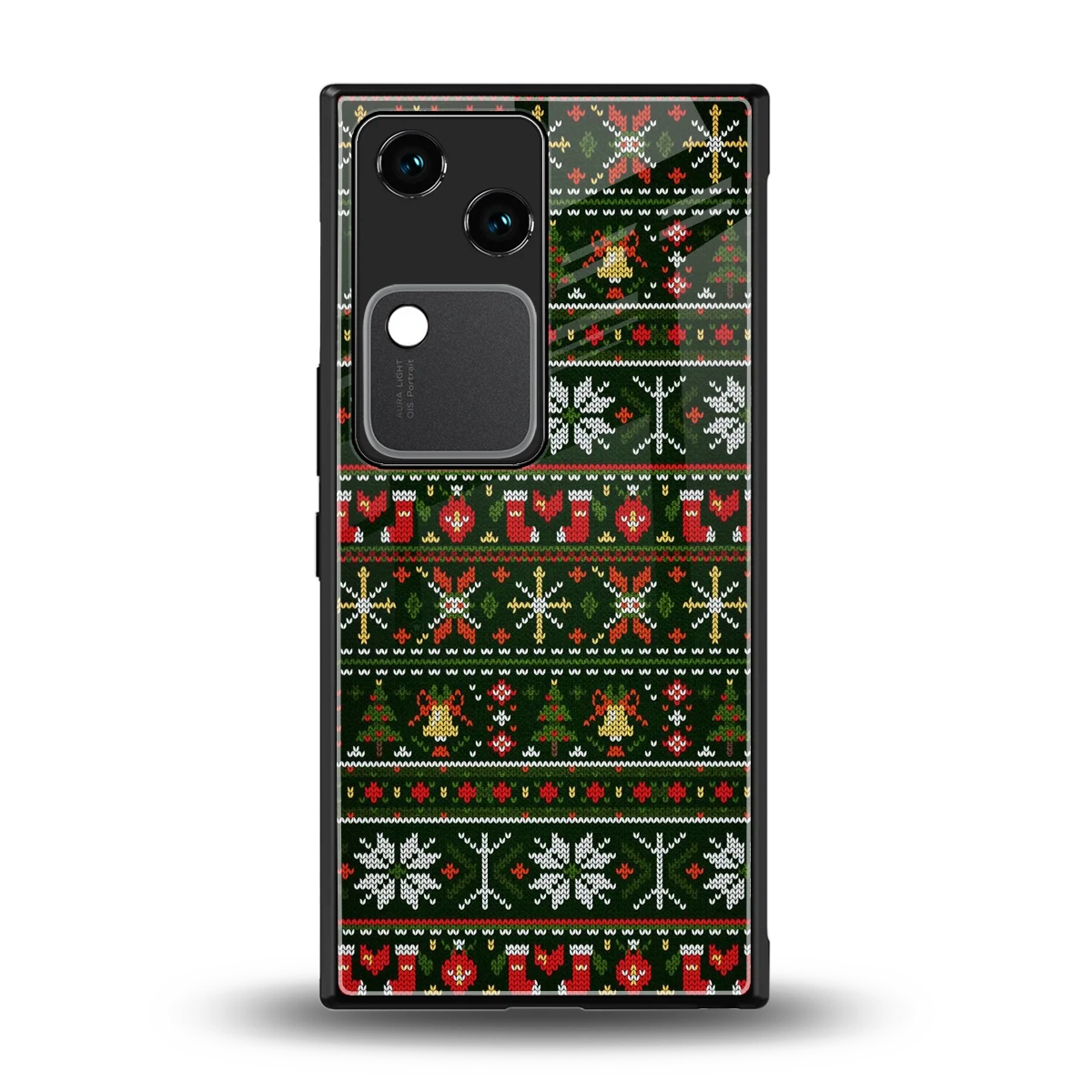 Festive Knit back phone cover | glass case for vivo v30
