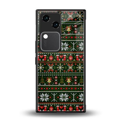 Festive Knit back phone cover | glass case for vivo v30