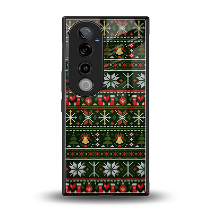 Festive Knit back phone cover | glass case for vivo v40 pro