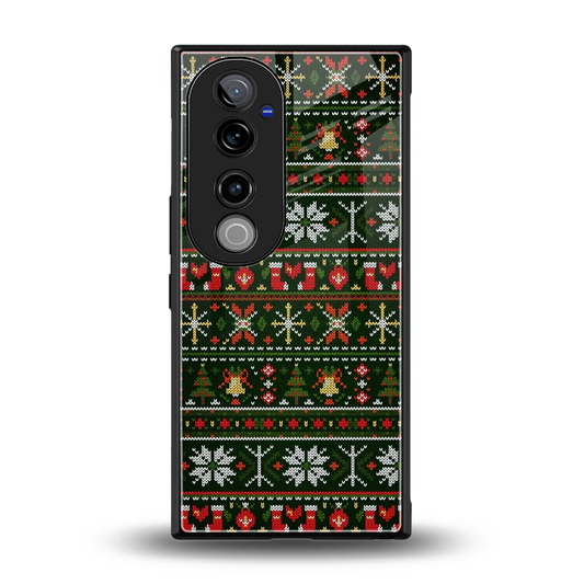 Festive Knit back phone cover | glass case for vivo v40 pro