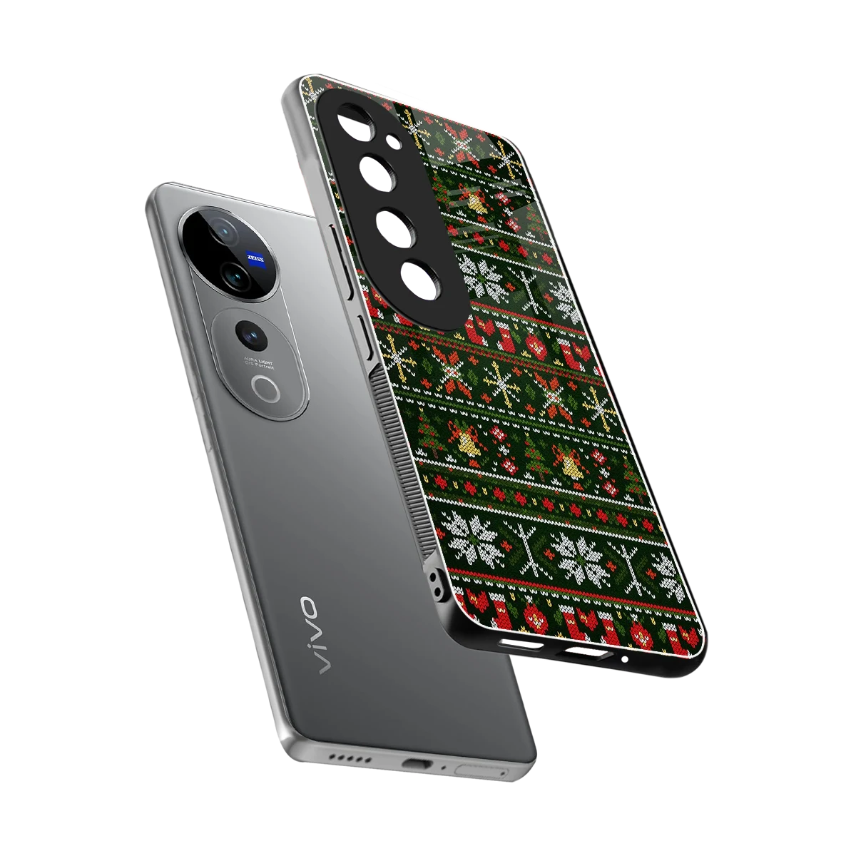 Festive Knit sleek vivo v40 pro cover with tempered glass back and TPU edges