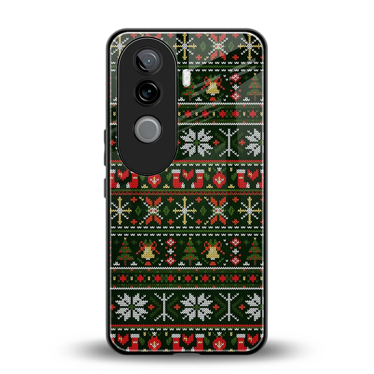 Festive Knit back phone cover | glass case for vivo v40e