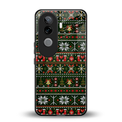 Festive Knit back phone cover | glass case for vivo v40e