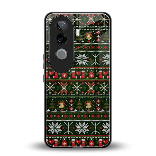 Festive Knit back phone cover | glass case for vivo v40e
