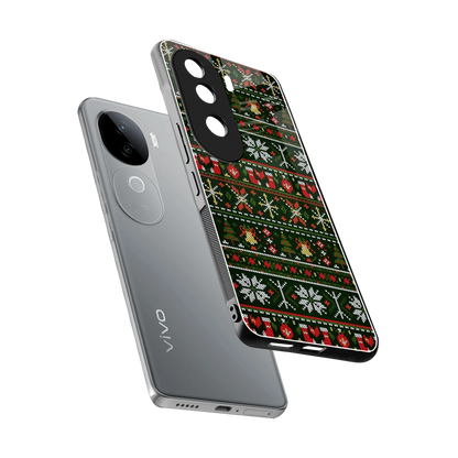 Festive Knit sleek vivo v40e cover with tempered glass back and TPU edges