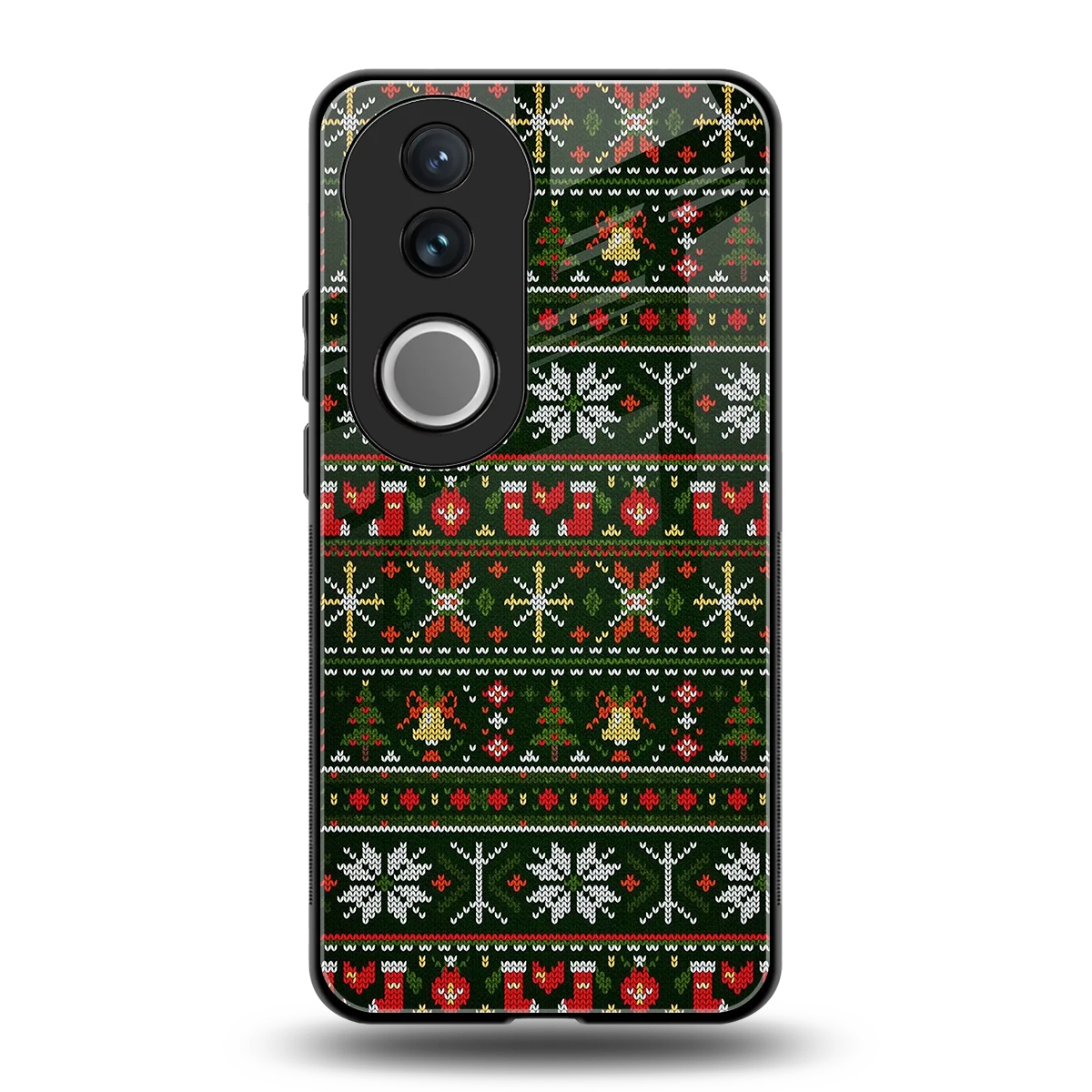 Festive Knit back phone cover | glass case for vivo v50