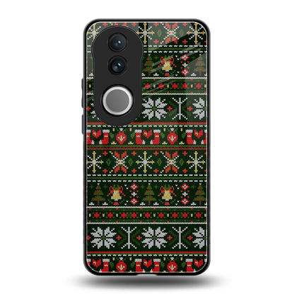 Festive Knit back phone cover | glass case for vivo v50