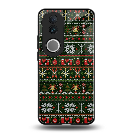 Festive Knit back phone cover | glass case for vivo v50