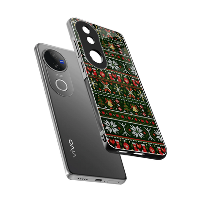 Festive Knit sleek vivo v50 cover with tempered glass back and TPU edges