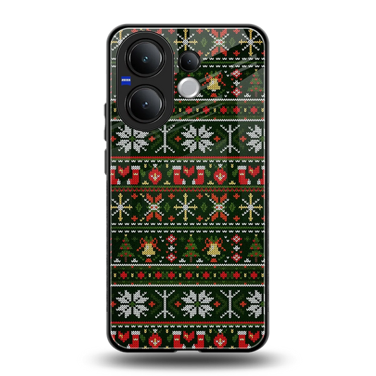 Festive Knit back phone cover | glass case for vivo v60