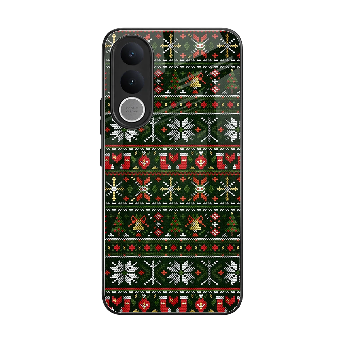 Festive Knit back phone cover | glass case for vivo v70 fe