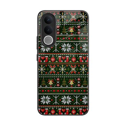 Festive Knit back phone cover | glass case for vivo v70 fe