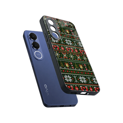Festive Knit sleek vivo v70 fe cover with tempered glass back and TPU edges