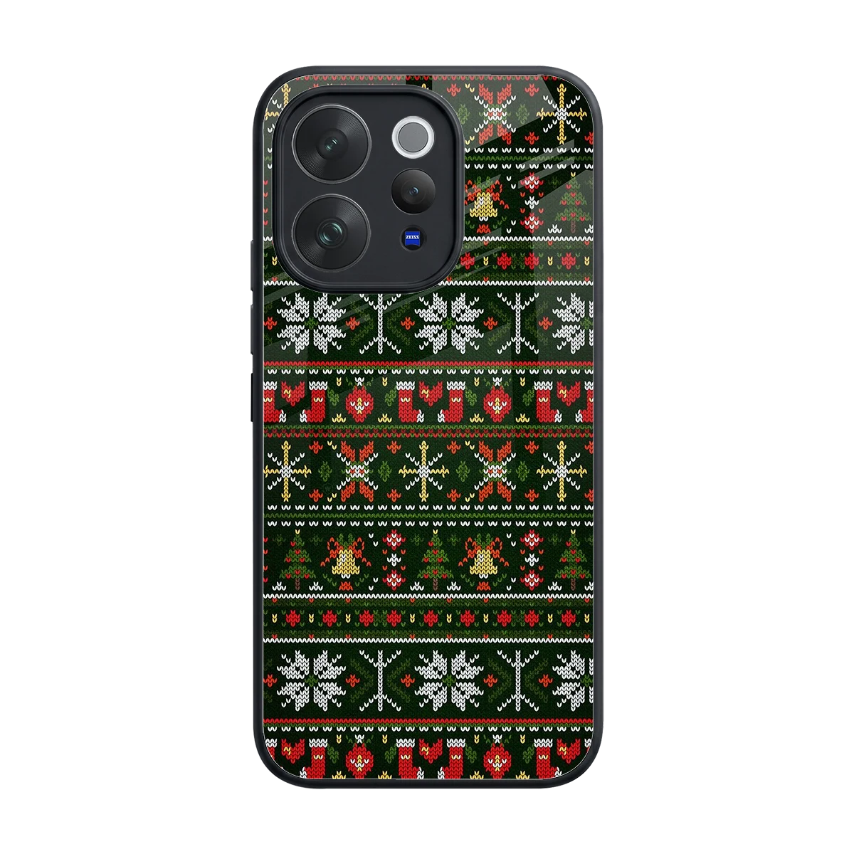 Festive Knit back phone cover | glass case for vivo v70