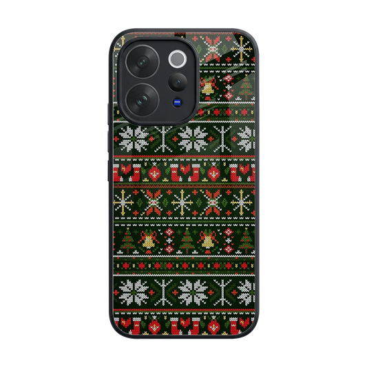 Festive Knit back phone cover | glass case for vivo v70