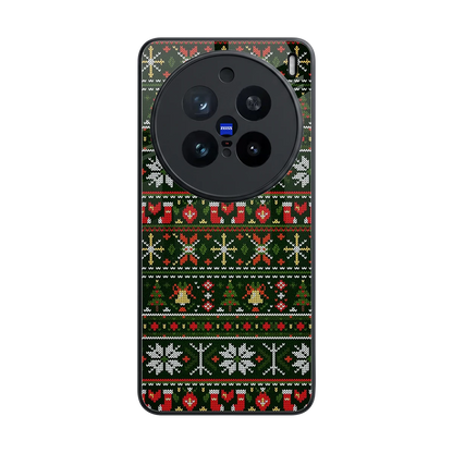 Festive Knit back phone cover | glass case for vivo x200 pro