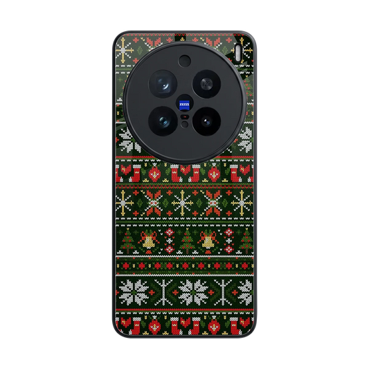 Festive Knit back phone cover | glass case for vivo x200 pro