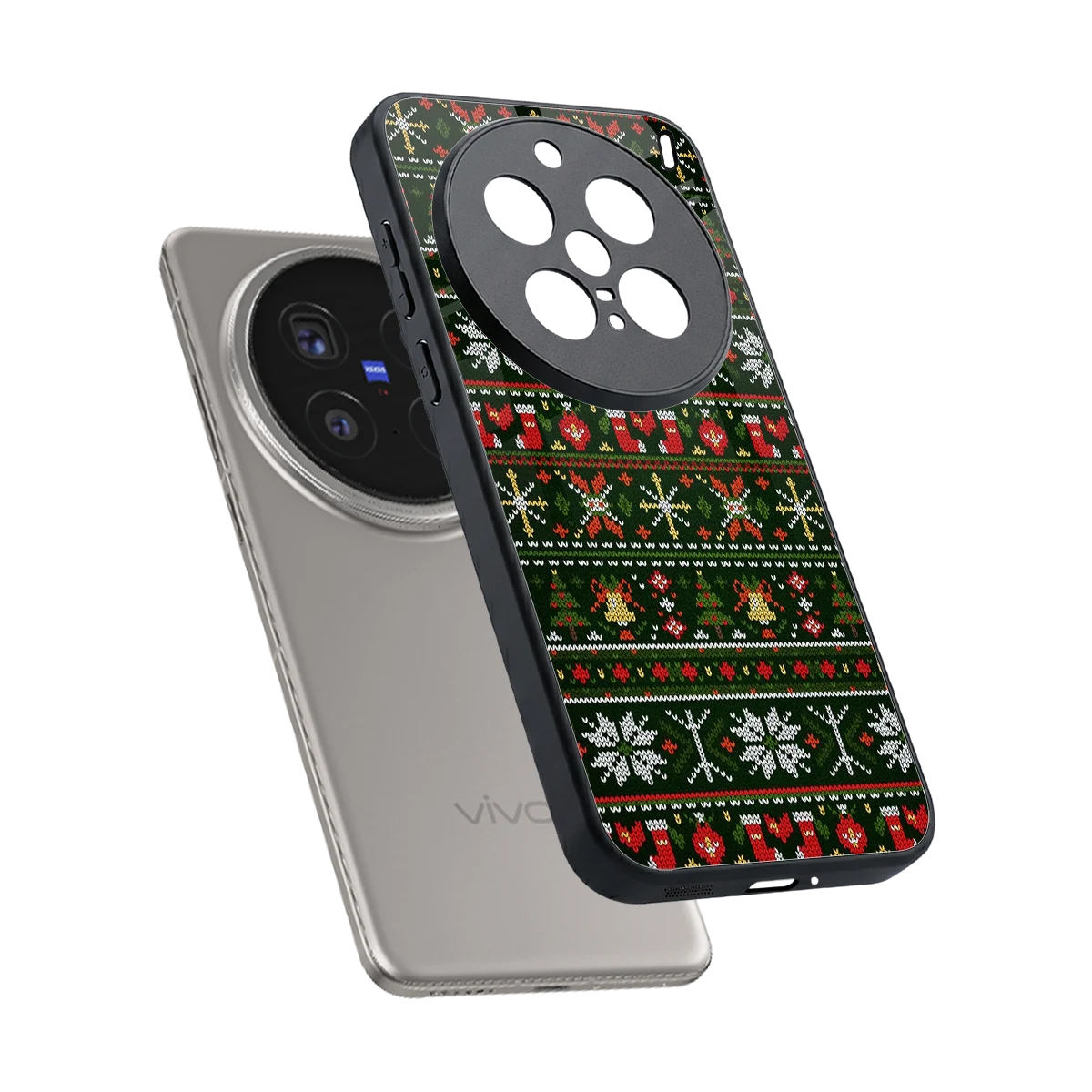 Festive Knit sleek vivo x200 pro cover with tempered glass back and TPU edges