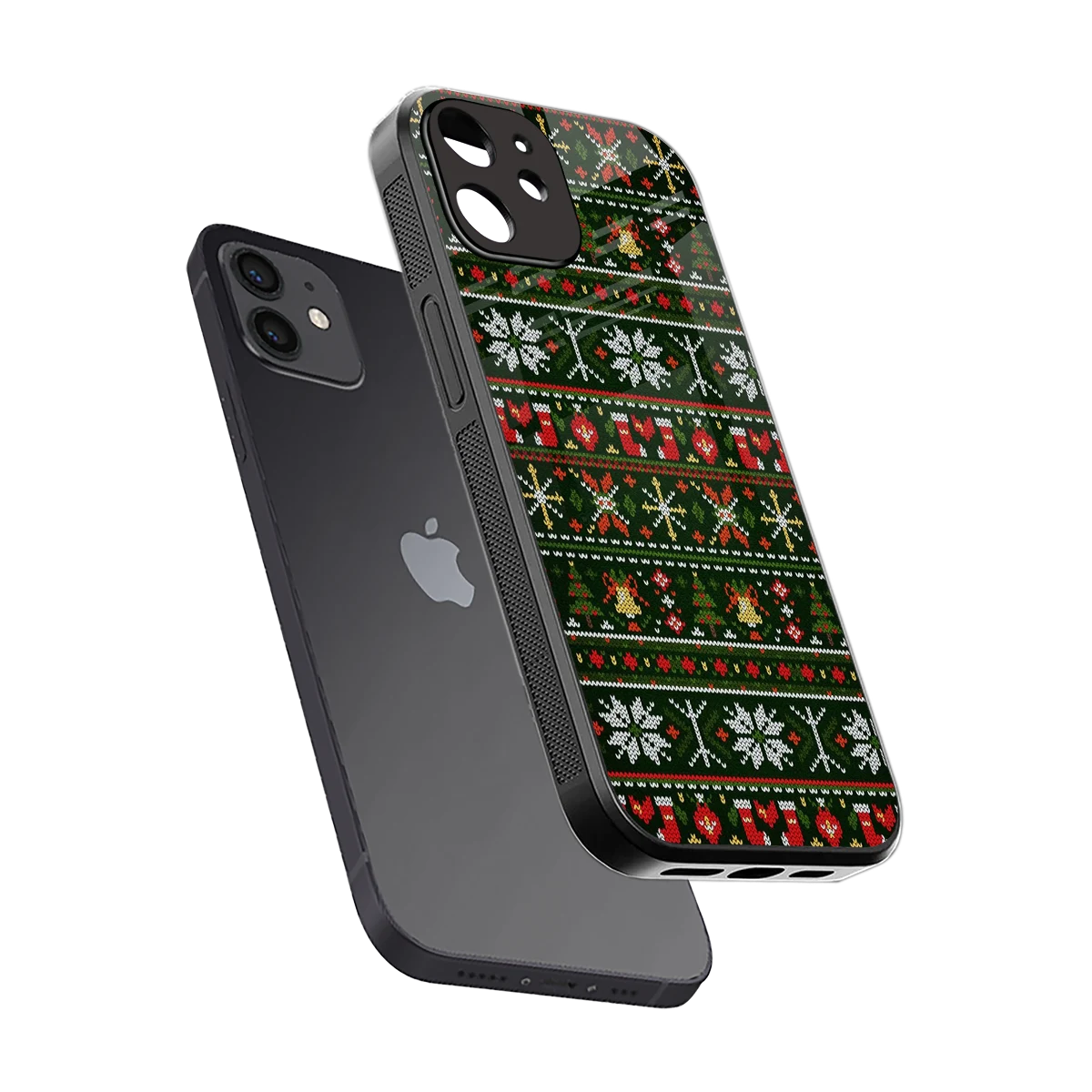 Festive Knit sleek iphone 12 cover with tempered glass back and TPU edges