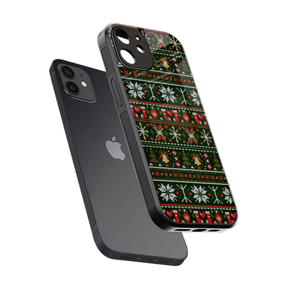 Festive Knit sleek iphone 12 cover with tempered glass back and TPU edges